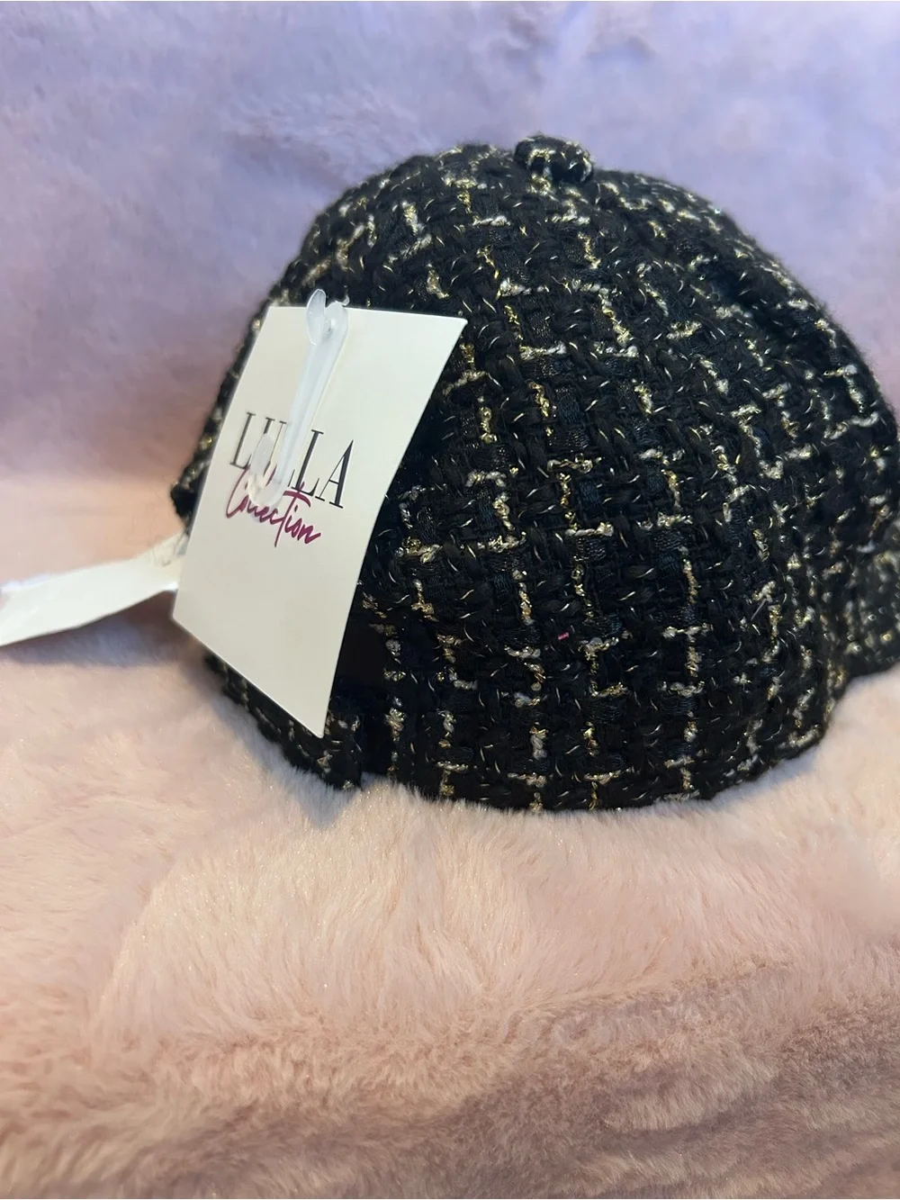 Black and White Tweed Baseball Cap